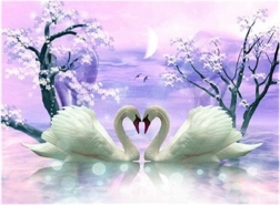 diamantové malování labutí láska 30 × 40 cm