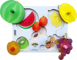 Dřevěné deskové puzzle 6 dílů - Loupeme a krájíme plodiny