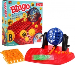 Bingo pro děti 4+ s losovacím bubnem, očíslovanými kuličkami, kartami a žetony