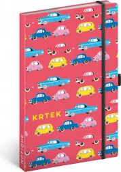 Linkovaný zápisník s pevnými deskami 13 × 21 cm s gumičkou a poutkem