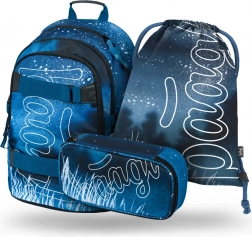 Školní set BAAGL Skate Steel: batoh, penál a sáček