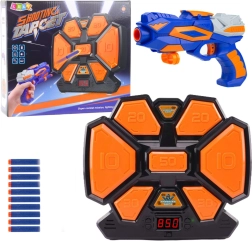 Střelecká hra s pěnovými šipkami a elektronickým terčem s LED počítadlem