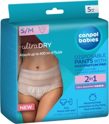 Canpol babies jednorázové poporodní kalhotky s vložkou 2v1 S/M, 5 ks