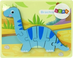 Dřevěné puzzle dinosaurus brachiosaurus modrý