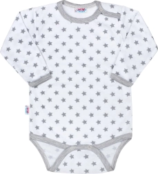 New Baby Classic II šedé kojenecké body s hvězdičkami