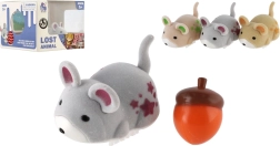 Interaktivní veverka se žaludem na baterie, 5 cm, 3 barvy