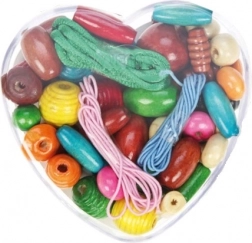 Lena dřevěné perly v dóze srdíčko