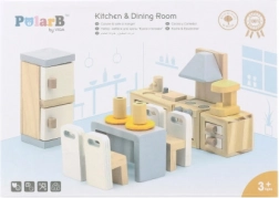 Dřevěná sada nábytku do domku pro panenky Kuchyň a jídelna