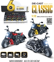 Kovový model motorky 1:12 se světlem a pull-back
