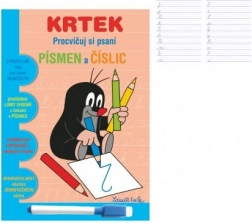Stíratelný sešit Krtek – procvičování psaní písmen, číslic a hodin