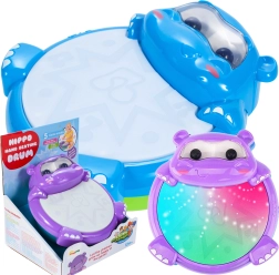 Hudební bubínek hrošík – modrý a fialový