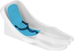 Dětský bob s opěradlem a pásem, bílý s modrou sedačkou