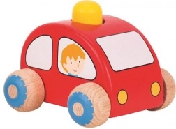 Dřevěné autíčko s houkačkou