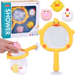 Koupací hračka sítěčka s přísavkou a 3 gumovými zvířátky bez dírky