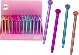 Kuličkové pero s diamantem, matné, modrý inkoust 0,7 mm