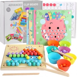 Montessori mozaika z dřevěnými kuličkami – vzdělávací ukládačka