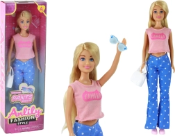 Panenka Anlily s dlouhými blond vlasy a doplňky – Růžová