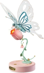Mechanický růžový motýl RoboTime