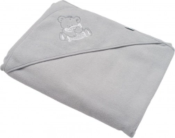 Dětská froté osuška s kapucí a výšivkou 100 × 100 cm – šedá myška