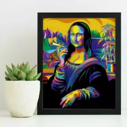 Sada na diamantové malování - Duhová Mona Lisa s doutníkem