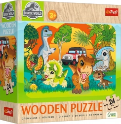 Dřevěné puzzle JURSKÝ SVĚT – Seznam se s dinosaury, 24 dílků