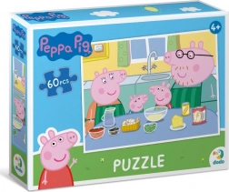 puzzle prasátko peppa – společné vaření, 60 dílků