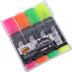 Sada zvýrazňovačů se silným klínovým hrotem, 4 barvy