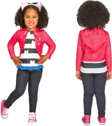 Dětský kostým GABBY’S DOLLHOUSE – top a čelenka s kočičími oušky (98–104 cm, 3–4 roky)