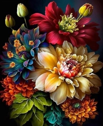 Diamantové malování kytice s pivoňkami 30 × 40 cm