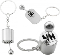 Kovový přívěsek na klíče ve tvaru řadicí převodovky, stříbrný