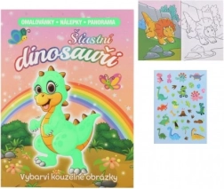 Omalovánky se samolepkami Šťastní dinosauři A4