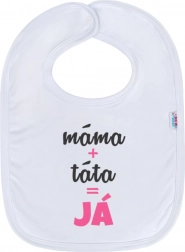 Kojenecký bavlněný bryndák New Baby máma + táta = já, růžový
