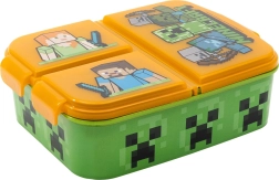 Dětský svačinový box MINECRAFT se 3 přihrádkami, oranžovo‑zelený