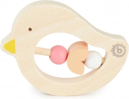 Bieco dřevěné kousátko s růžovými korálky – ptáček