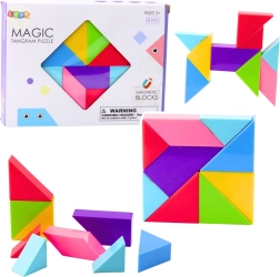 Magnetické kostičky tangram – barevná skládačka, 9 dílů