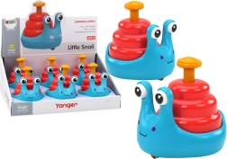 Veselý šnek na kolečkách modro‑červený