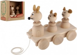 Dřevěná tahací hračka Tři Myšky