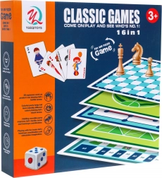 Mega sada stolních her 16 v 1 pro děti i dospělé – deskové, karetní a logické hry