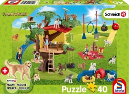 Puzzle SCHMIDT SCHLEICH šťastní pejsci, 40 dílků + figurka