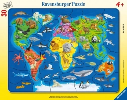 Ravensburger puzzle mapa světa zvířat