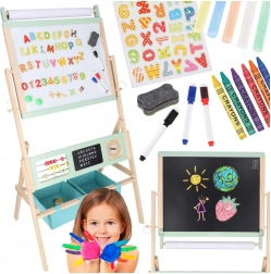 Dřevěná dětská oboustranná tabule LULILO Kredo 3v1 s magnety, papírem a koši