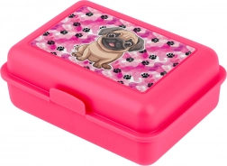 Růžový svačinový box s ilustrací psa