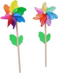 Větrník 14 cm s dřevěnou hůlkou, 3 druhy