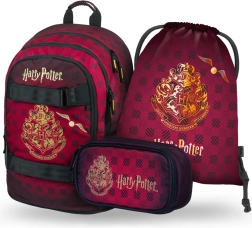 Školní set Harry Potter Bradavice vínový – batoh, penál a sáček