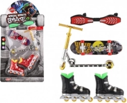 Prstová sada skateboard, waveboard, brusle a koloběžka – plast, mix variant