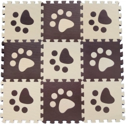Pěnové dětské podlahové puzzle – hnědé tlapky 29,5 × 29,5 cm