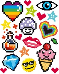 naprasovací obrázky pikselové motivy – 2 velké archy