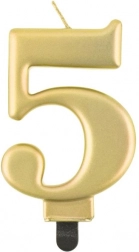 Dortová svíčka zlatá číslo 5