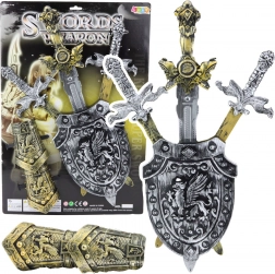 Rytířská sada s meči, štítem a chrániči