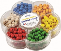 Detoa dřevěné perličky v kytičce – barevná kreativní sada pro navlékání